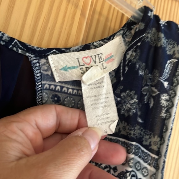 Love Spell Navy‎ Blue Paisley Tank Top Size Small - Picture 4 of 9